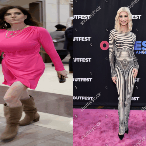Side-by-side image of Rep. Nancy Mace and influencer Dylan Mulvaney, as Mace reportedly tries to launch her own influencer career.