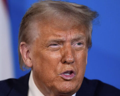 Donald Trump speaking at NATO summit after threatening Iran
