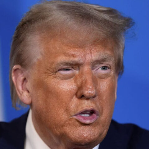 Donald Trump speaking at NATO summit after threatening Iran