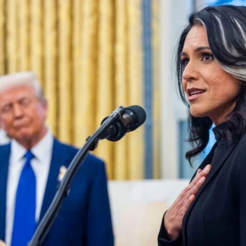 Tulsi Gabbard reverses position on Iran nuclear threat while Trump looks on