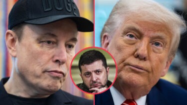 Side-by-side image of Elon Musk and Donald Trump amid reports of Zelenskyy offering to mediate their feud.
