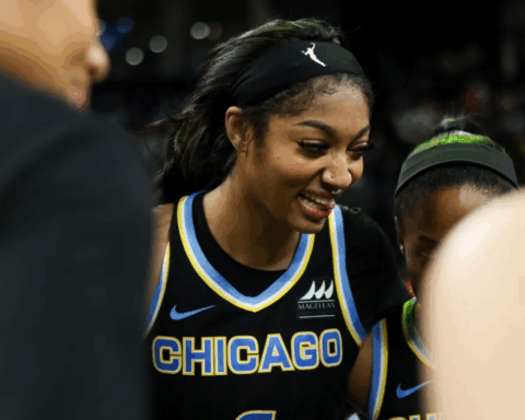 Angel Reese during a Chicago Sky game