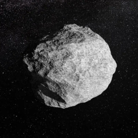 Artist impression of asteroid 2024 YR4 flying through space