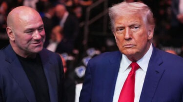 Donald Trump and Dana White deep in conversation at UFC event