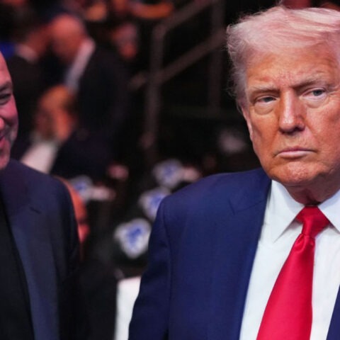 Donald Trump and Dana White deep in conversation at UFC event