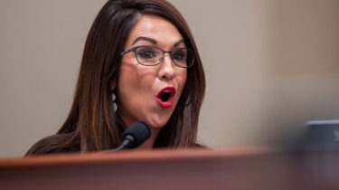 Lauren Boebert speaking with exaggerated expression during hearing