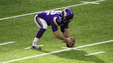 Minnesota Vikings long snapper prepares for play during NFL preseason game
