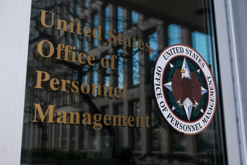 Door with sign for United States Office of Personnel Management