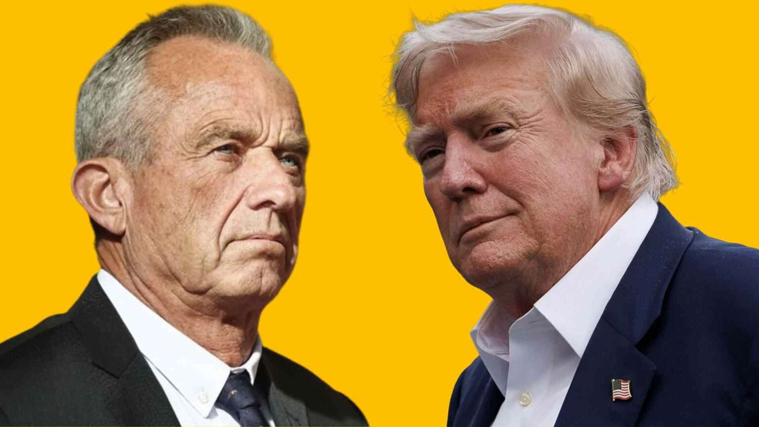 Donald Trump and Robert F. Kennedy Jr. standing against yellow background