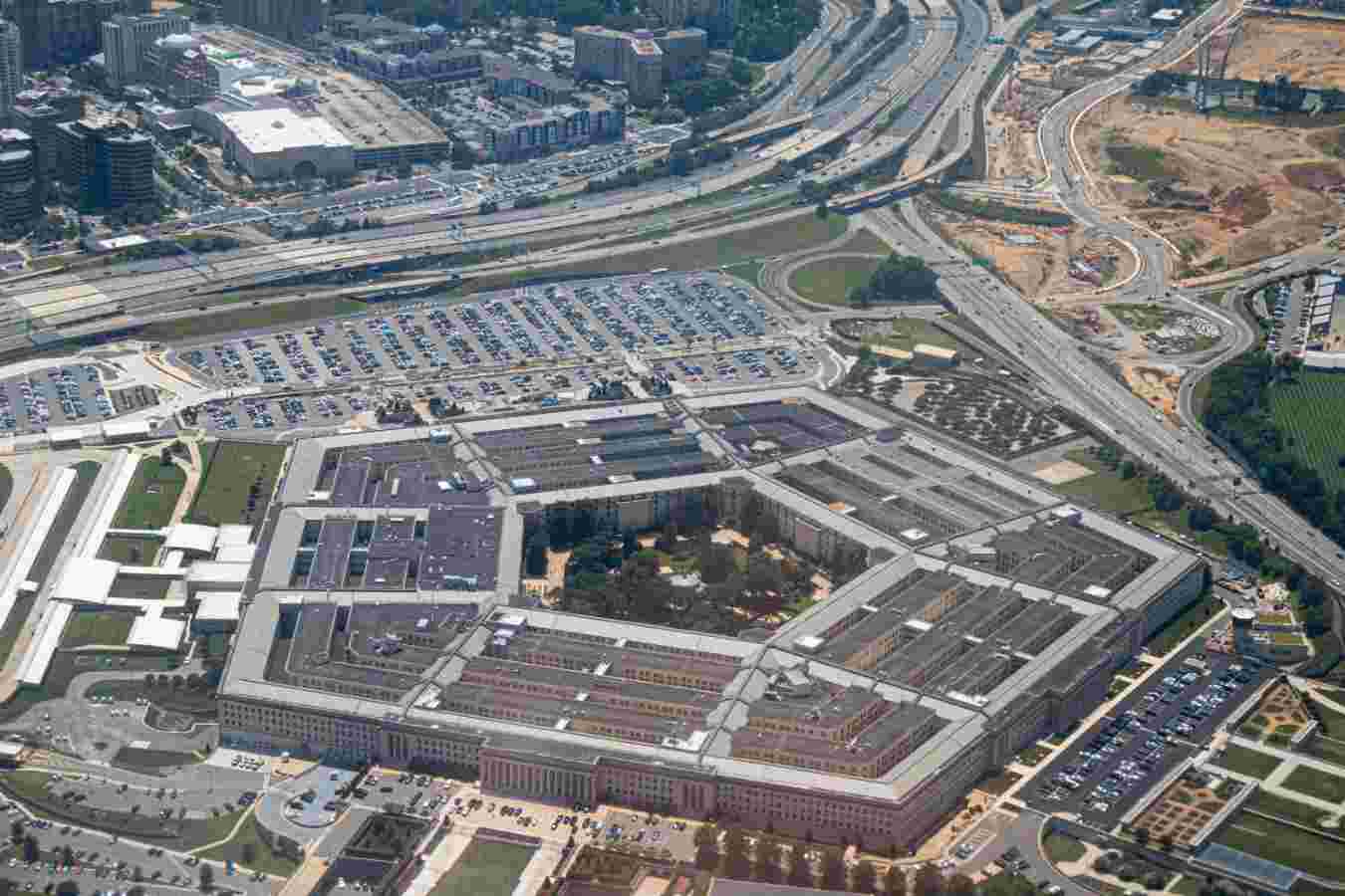 Aerial view of the Pentagon building in Arlington, Virginia