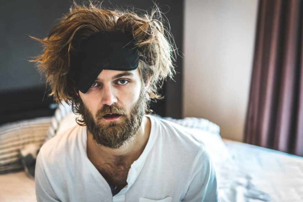 Male hungover morning after drinking