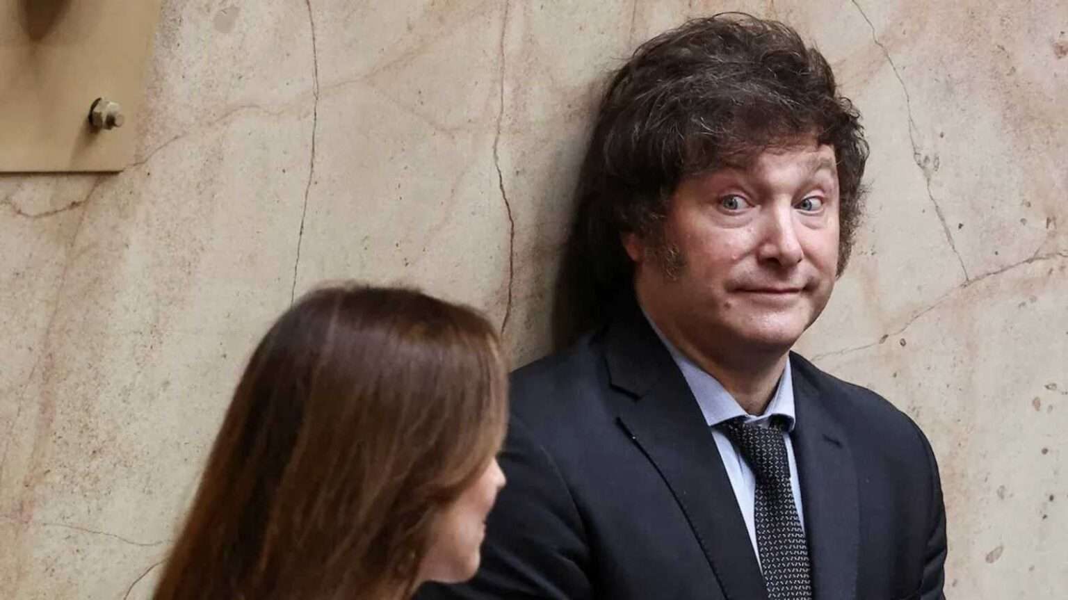 Argentine President Javier Milei seated beside Vice President Victoria Villarruel.